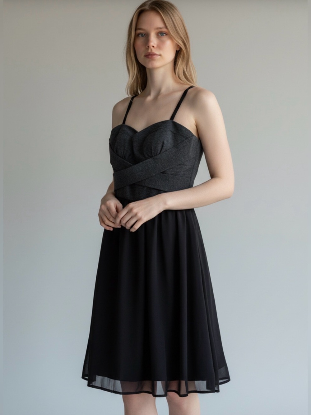 Banana Republic Two-Tone Dress in Charcoal and black
